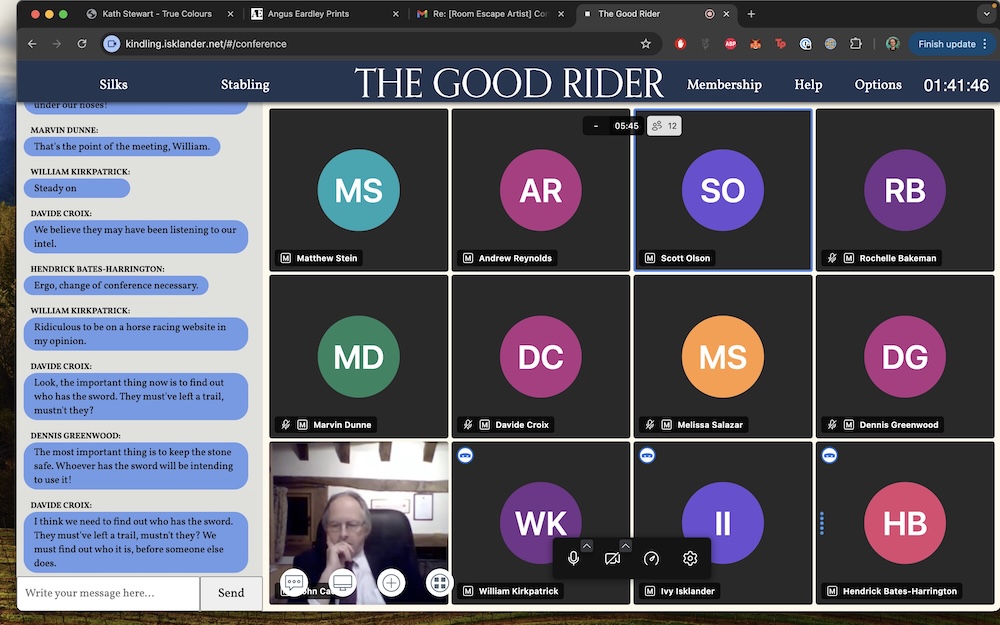 A video and chat interface filled with players.