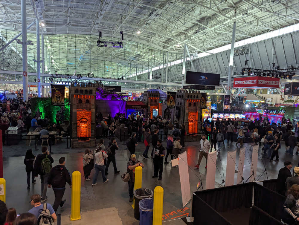 An image of the PAX East show floor highlighting a castle built by Larian Studios.