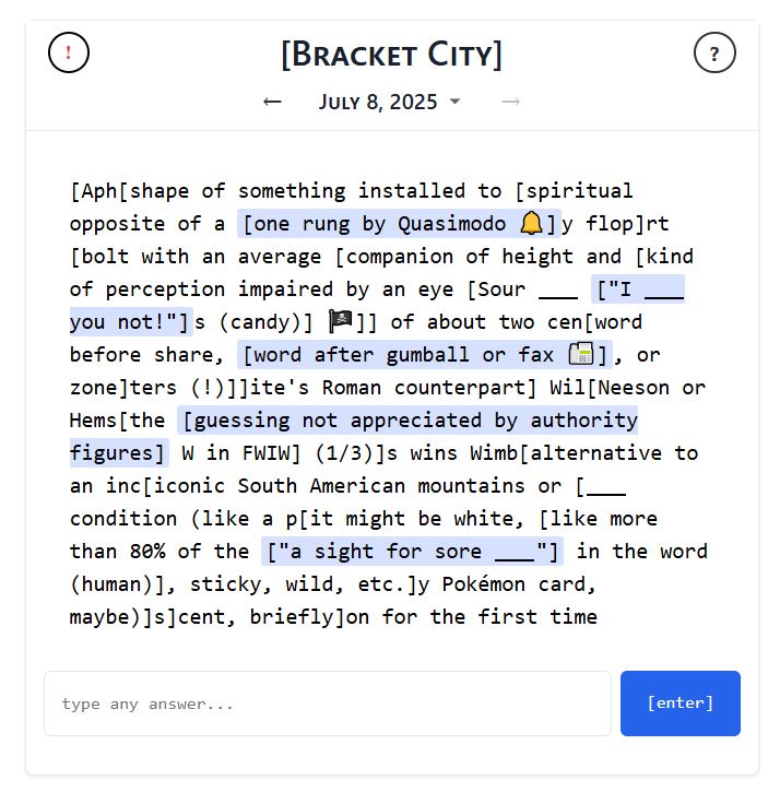 puzzle filled with nested clues inside brackets