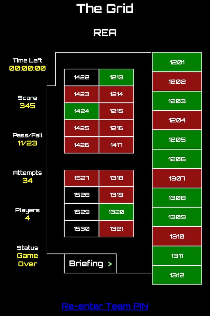 The Grid Map with an assortment of green and red rooms.
