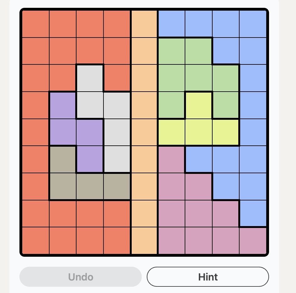 Daily puzzle where players have to place crown pieces into a colorful grid.