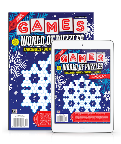 Games World of Puzzles magazine in print and on tablet. 