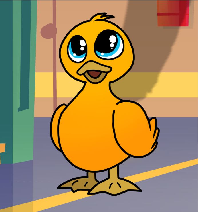 cartoon duck with large cute eyes