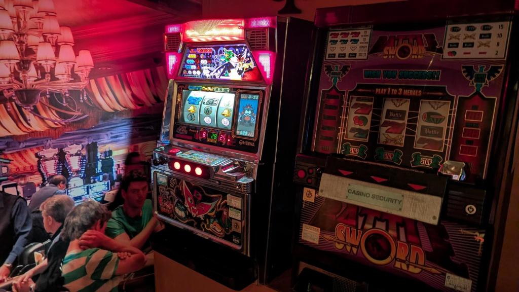 Two colorful Japanese slot machines