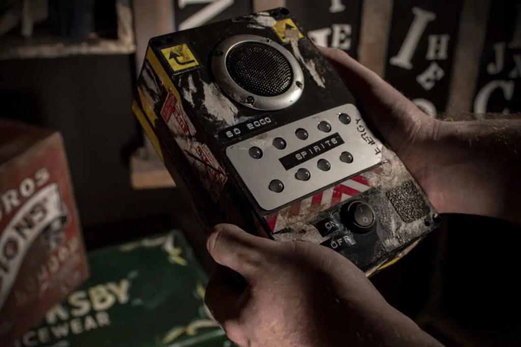 A strange, weathered box labeled "SPIRITS"