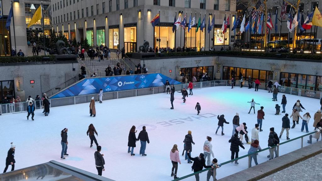 The Rockefeller Center ice skating rink