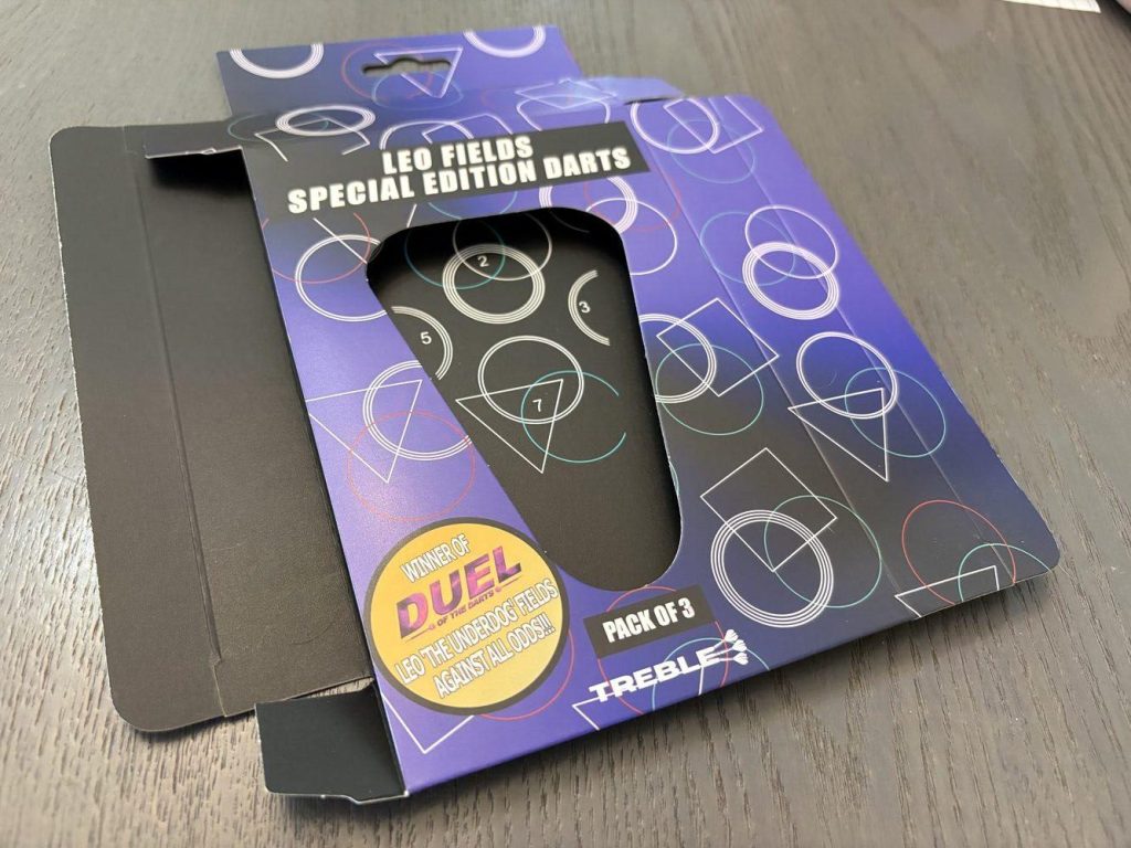 an open package of leo fields special edition darts