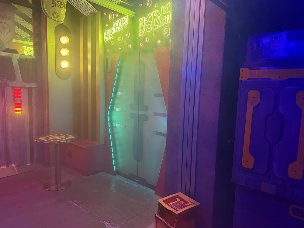 The neon doorway to a futuristic casino.