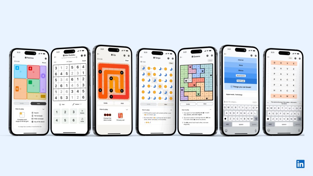 Different puzzle games on iphone screens