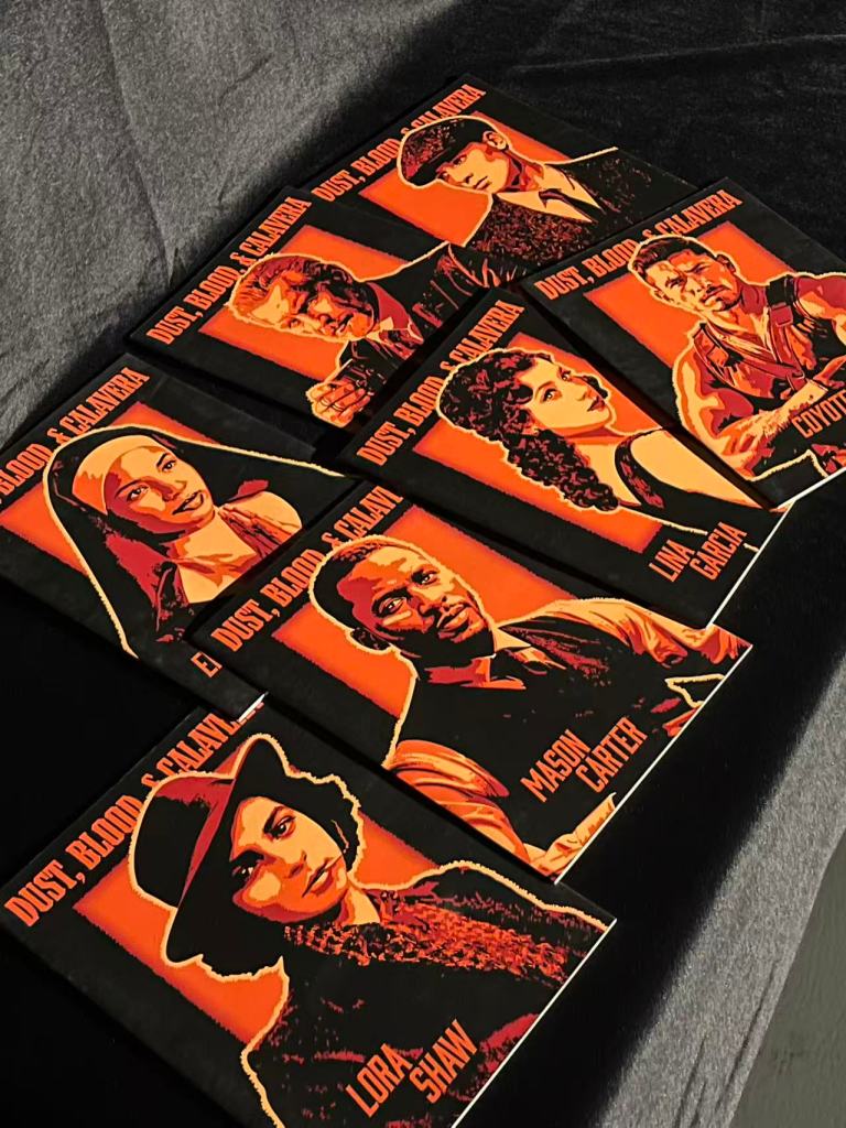 character booklets spread out on a table for a prohibition era theme jubensha game