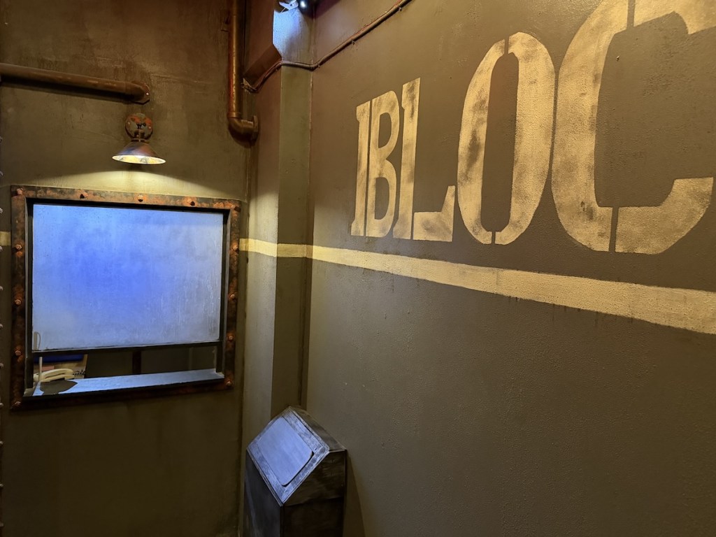 A concrete walled cell block in a prison.