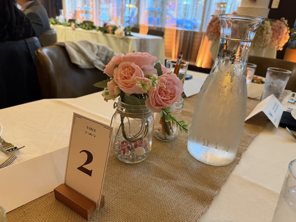 Closeup of Table 2 set for a wedding